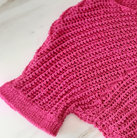 CHICO'S OPEN KNIT PULLOVER SHORT SLEEVE SWEATER SZ 1 (MED) - Picture 6 of 7